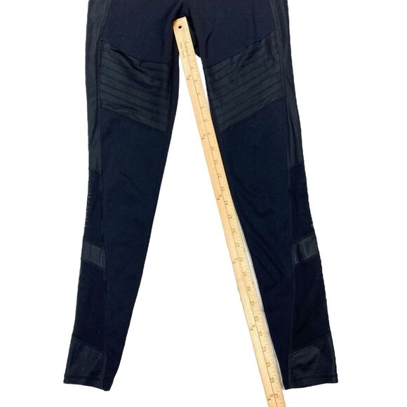 Athleta Leggings Women XS Black Powerful Gleam Hi Rise Mesh Moto Workout Stretch - Picture 11 of 13